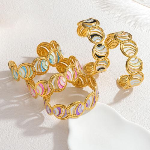 Bracelet en acier inoxydable, Acier inoxydable 304, Placage de couleur d'or, pour femme & émail & creux, plus de couleurs à choisir, Vendu par PC
