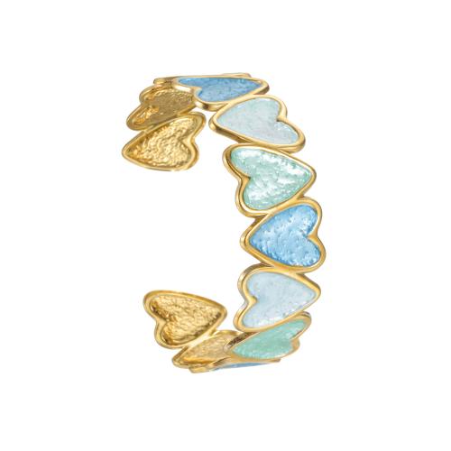 Bracelet en acier inoxydable, Acier inoxydable 304, Placage de couleur d'or, bijoux de mode & pour femme & émail, plus de couleurs à choisir, Vendu par PC