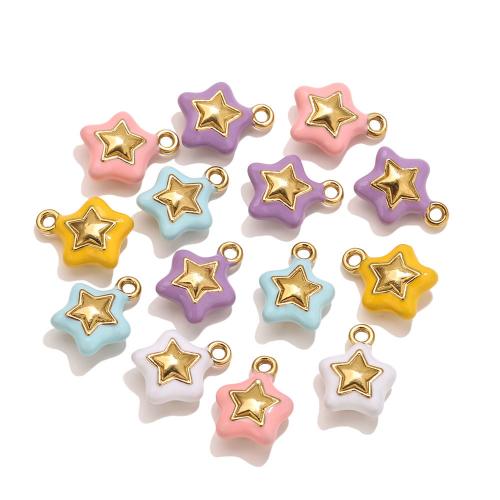Emaille Edelstahl Anhänger, 304 Edelstahl, Stern, goldfarben plattiert, DIY, keine, 5PCs/Tasche, verkauft von Tasche