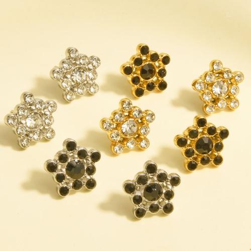 clou d'oreille en acier inoxydable avec stras, Acier inoxydable 304, étoile, Placage, bijoux de mode & avec strass, plus de couleurs à choisir Vendu par paire