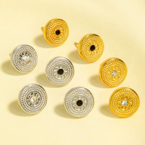 clou d'oreille en acier inoxydable avec stras, Acier inoxydable 304, Placage, bijoux de mode & avec strass, plus de couleurs à choisir, Vendu par paire