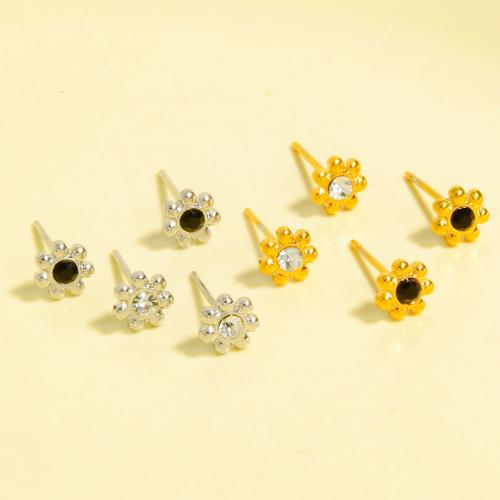 clou d'oreille en acier inoxydable avec stras, Acier inoxydable 304, Placage, bijoux de mode & avec strass, plus de couleurs à choisir Vendu par paire