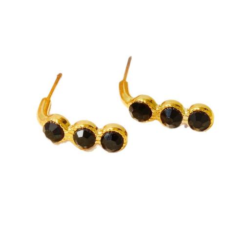 clou d'oreille en acier inoxydable avec stras, Acier inoxydable 304, Placage, bijoux de mode & avec strass, plus de couleurs à choisir Vendu par paire