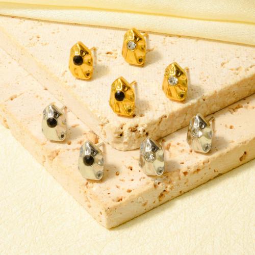 clou d'oreille en acier inoxydable avec stras, Acier inoxydable 304, Placage, bijoux de mode & avec strass, plus de couleurs à choisir Vendu par paire