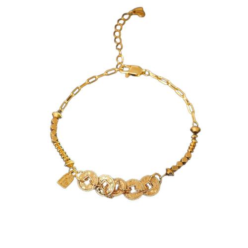 Brass Bracelets, with 3cm extender chain, 18K gold plated, fashion jewelry & for woman .5 cm 