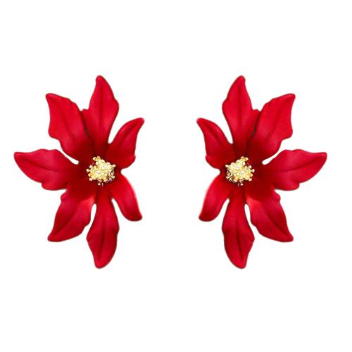 Латуни Стад Серьги, Латунь, Кленовый лист, Спрей картины, ювелирные изделия моды & Женский, Золотой продается Пара