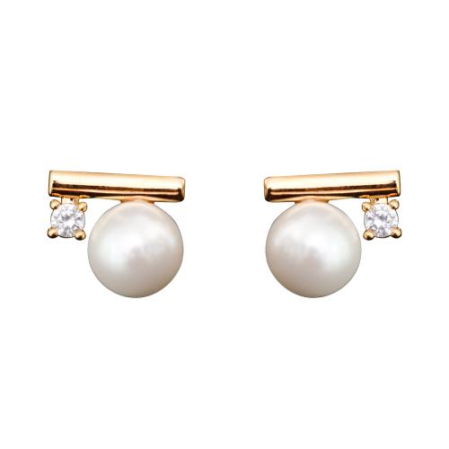 Befestiger Zirkonia Messing Ohrring, mit Glasperlen, 18K vergoldet, Modeschmuck & Micro pave Zirkonia & für Frau, 12x15mm, verkauft von Paar