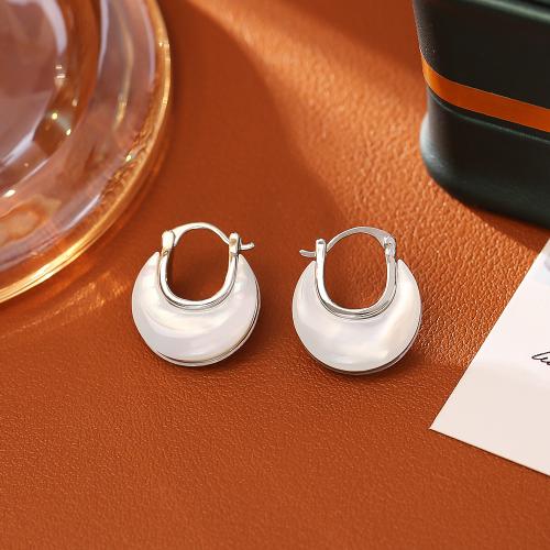 Латунные серьги падение, Латунь, с жемчужный устрица, Другое покрытие, ювелирные изделия моды & Женский, Много цветов для выбора, продается Пара