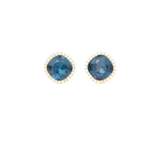 Crystal Jewelry Earring, Brass, with Crystal, real gold plated, fashion jewelry & micro pave cubic zirconia & for woman, blue 