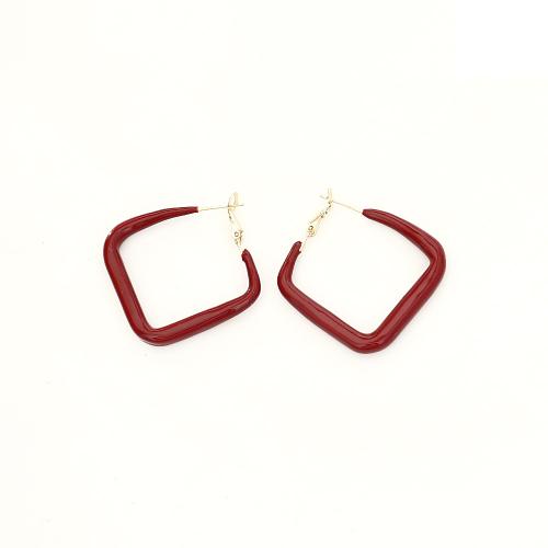 Латуни Стад Серьги, Латунь, Квадратная форма, плакированный настоящим золотом, ювелирные изделия моды & Женский & эмаль, Много цветов для выбора, продается Пара