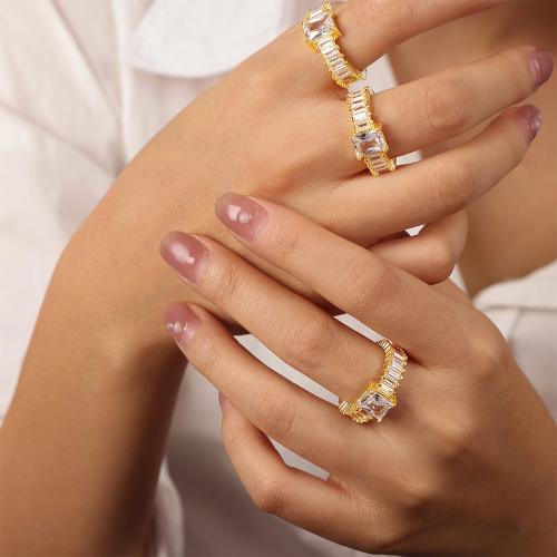 Cubic Zircon Brass Finger Ring, plated, fashion jewelry & micro pave cubic zirconia nickel, lead & cadmium free 