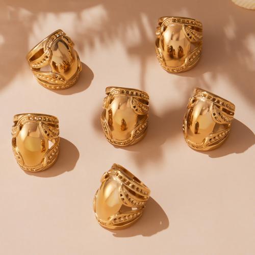 Bague en acier inoxydable, Acier inoxydable 304, Placage de couleur d'or, bijoux de mode, doré, Vendu par PC