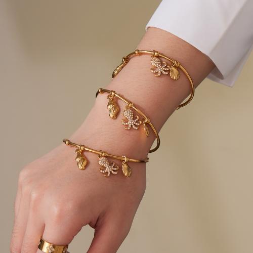 Bracelet en acier inoxydable, Acier inoxydable 304, Placage de couleur d'or, bijoux de mode & pavé de micro zircon, plus de couleurs à choisir, Vendu par PC