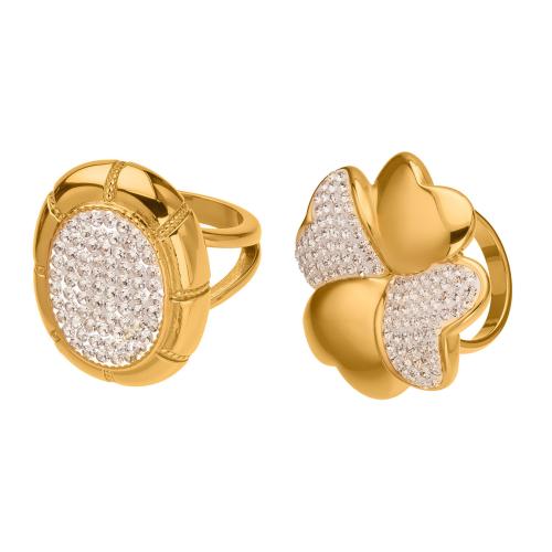 Bague en acier inoxydable Incrusté de zircon, Acier inoxydable 304, Placage de couleur d'or, bijoux de mode & pavé de micro zircon, plus de couleurs à choisir, Vendu par PC