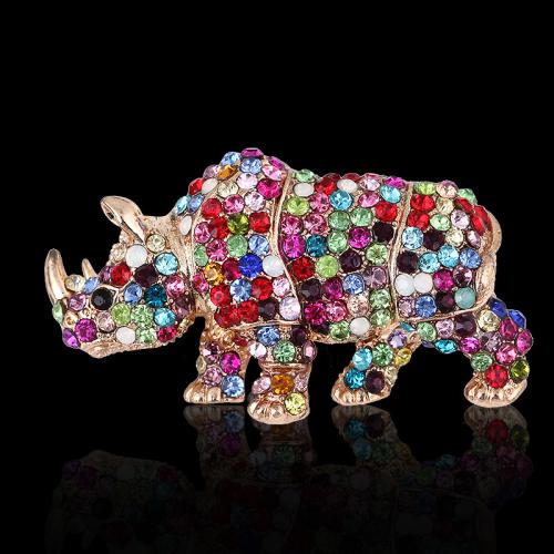 Strass Zink Legierung Brosche, Zinklegierung, Elephant, plattiert, Modeschmuck & für Frau & mit Strass, goldfarben, verkauft von PC