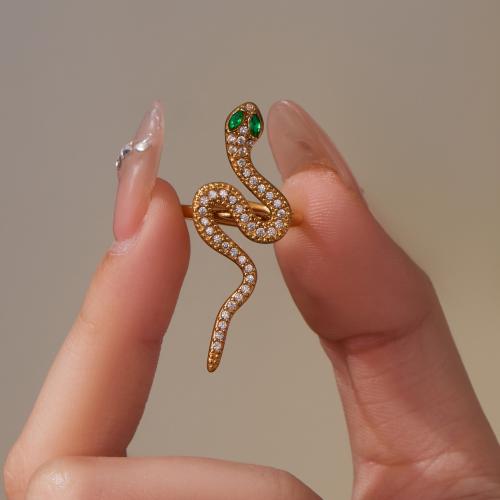 Cubic Zirconia Micro Pave Ensembles de bijoux en acier inoxydable, Acier inoxydable 304, bague, anneau & boucle d'oreille, Placage de couleur d'or, bijoux de mode & pavé de micro zircon, plus de couleurs à choisir, Vendu par PC