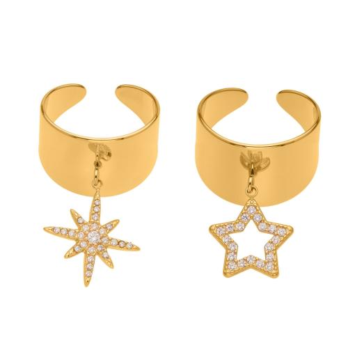 Bague en acier inoxydable Incrusté de zircon, Acier inoxydable 304, Placage de couleur d'or, bijoux de mode & pavé de micro zircon, plus de couleurs à choisir, Vendu par PC