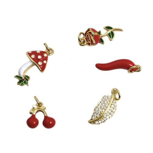 Emaille Messing Anhänger, plattiert, DIY & mit Strass, keine, 3PCs/Tasche, verkauft von Tasche