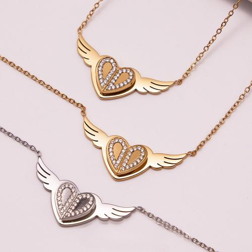 Zirkonia Edelstahl Halskette, 304 Edelstahl, goldfarben plattiert, Modeschmuck & Micro pave Zirkonia, keine, verkauft von PC