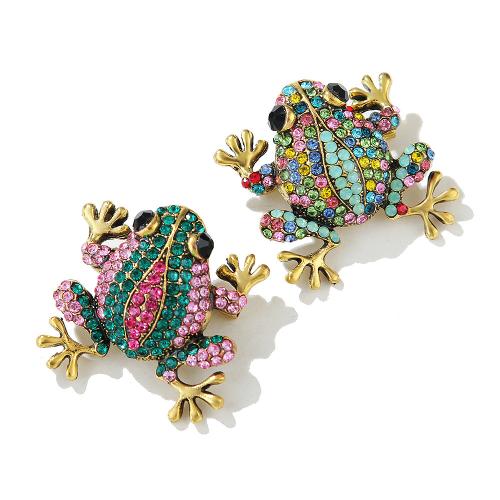Strass Zink Legierung Brosche, Zinklegierung, Frosch, Modeschmuck & unisex & mit Strass, keine, verkauft von PC