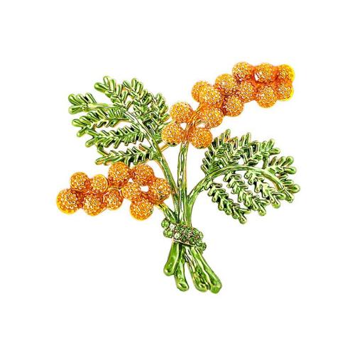 Broche émail, alliage de zinc, feuille, unisexe & avec strass, Vendu par PC