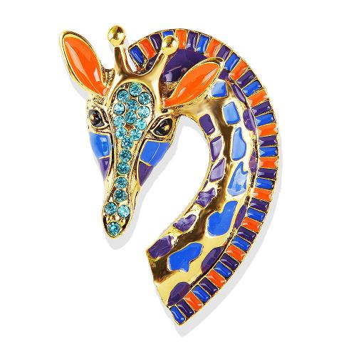 Broche émail, alliage de zinc, Girafe, Placage, pour femme & avec strass, multicolore, Vendu par PC