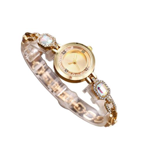 Pulsera Reloj de Moda, Aleación, con Vidrio, chapado, Joyería & para mujer & con diamantes de imitación, más colores para la opción, longitud:20.5 cm, Vendido por UD[