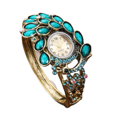 Montre de bracelet en fer, Alliage, avec verre & Acier inoxydable 304, Placage, bijoux de mode & pour femme & avec strass, plus de couleurs à choisir cm, Vendu par PC[