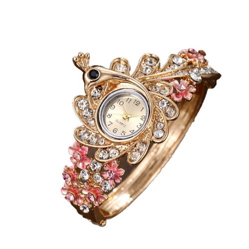 Montre de bracelet en fer, Alliage, avec verre & Acier inoxydable 304, Placage, bijoux de mode & pour femme & avec strass, plus de couleurs à choisir cm, Vendu par PC[