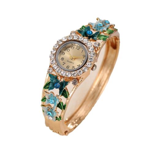 Montre de bracelet en fer, Alliage, avec verre & Acier inoxydable 304, Placage, bijoux de mode & pour femme & avec strass, plus de couleurs à choisir cm, Vendu par PC[