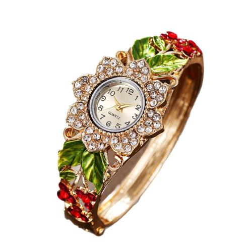Montre de bracelet en fer, Alliage, avec verre & Acier inoxydable 304, Placage, bijoux de mode & pour femme & avec strass, plus de couleurs à choisir cm, Vendu par PC[