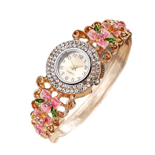 Mode Montre-bracelet, Alliage, avec verre & Acier inoxydable 304, Placage, bijoux de mode & pour femme & avec strass, plus de couleurs à choisir cm, Vendu par PC