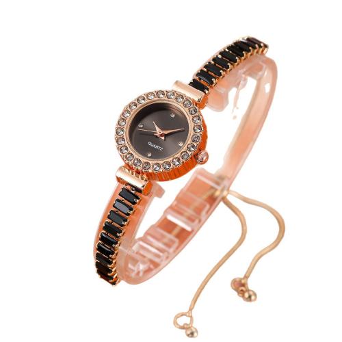 Mode Montre-bracelet, Alliage, avec verre & Acier inoxydable 304, Placage, bijoux de mode & pour femme & avec strass, plus de couleurs à choisir cm, Vendu par PC