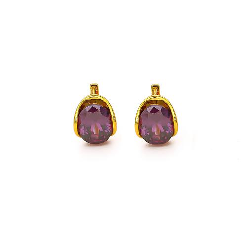 Cubic Zircon Brass Earring, with Cubic Zirconia, plated, fashion jewelry & for woman 