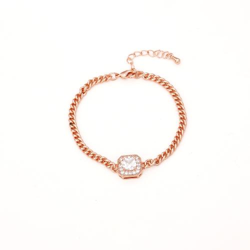キュービックジルコニアマイクロパヴェブラスブレスレット, 銅, メッキ, ファッションジュエリー & マイクロパヴェジルコニア & 女性用, ローズゴールドカラー, 売り手 パソコン