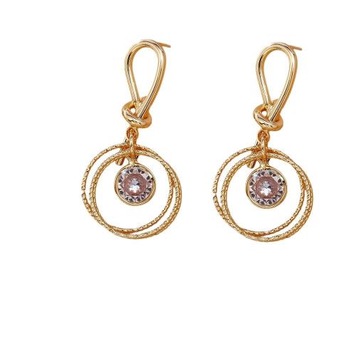 Boucles d'oreilles en laiton zircon cubique pavent, Placage, pavé de micro zircon & pour femme & creux, plus de couleurs à choisir, Vendu par paire