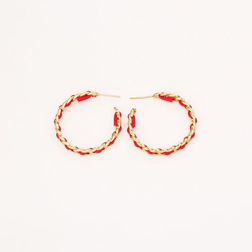 Латуни Стад Серьги, Латунь, с Искусственная кожа, плакированный настоящим золотом, ювелирные изделия моды & Женский, Много цветов для выбора, продается Пара