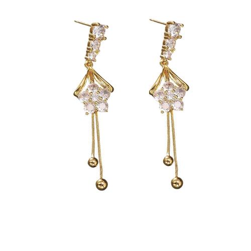 Boucles d'oreilles en laiton zircon cubique pavent, Plaqué d'or, styles différents pour le choix & pavé de micro zircon & pour femme, Vendu par paire
