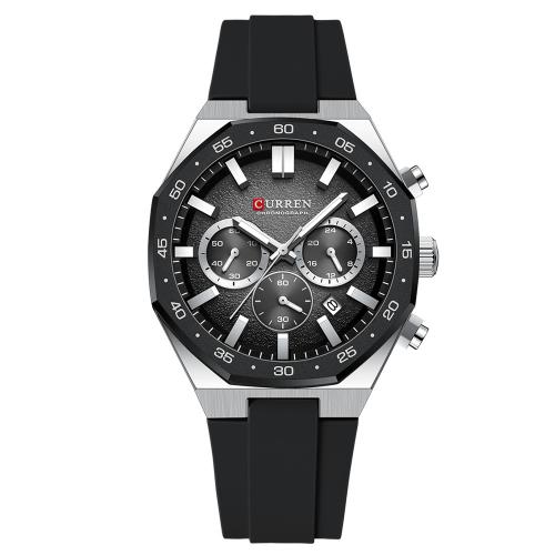 aleación de zinc Pulsera de reloj, con Vidrio & silicona, chapado, Resistente al agua de la vida & con el calendario único & para hombre & luminoso, más colores para la opción, 240x20mm, Vendido por UD