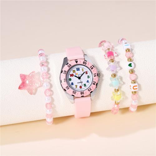 子供向けの腕時計ブレスレット, 合金, とともに ガラス & シリコン & 樹脂 & 304ステンレススチール, メッキ, ファッションジュエリー & ユニセックス, 無色, 売り手 パソコン