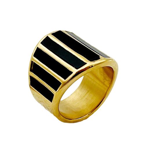 Bague en acier inoxydable, Acier inoxydable 304, avec coquille noire, Placage, différents matériaux pour le choix & normes différentes pour le choix & pour femme, doré, Vendu par PC