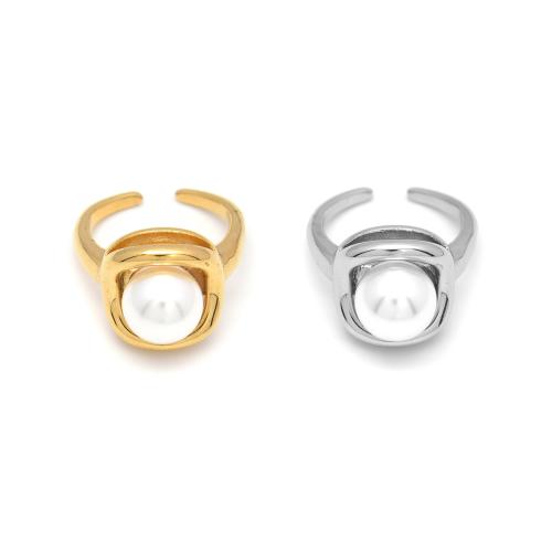Bague en acier inoxydable, Acier inoxydable 304, avec perle de plastique, Placage, bijoux de mode & pour femme, plus de couleurs à choisir, Vendu par PC