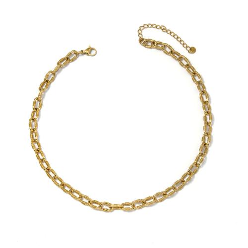 collier de chaîne en inox , Acier inoxydable 304, Plaqué or 18K, bijoux de mode & unisexe, Vendu par PC