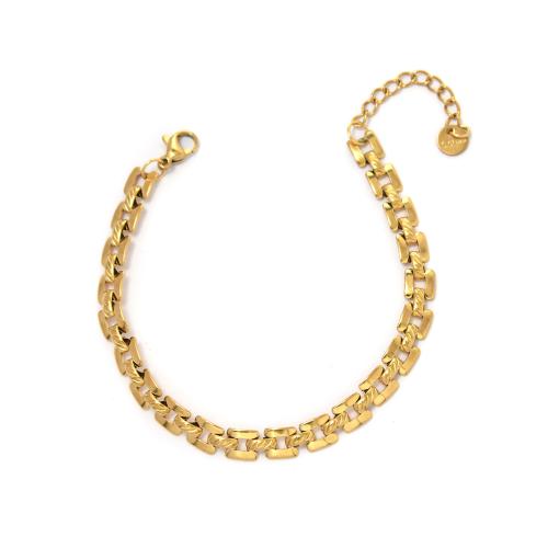 Bracelets en acier inoxydable, Acier inoxydable 304, Placage de couleur d'or, bijoux de mode & unisexe, Vendu par PC