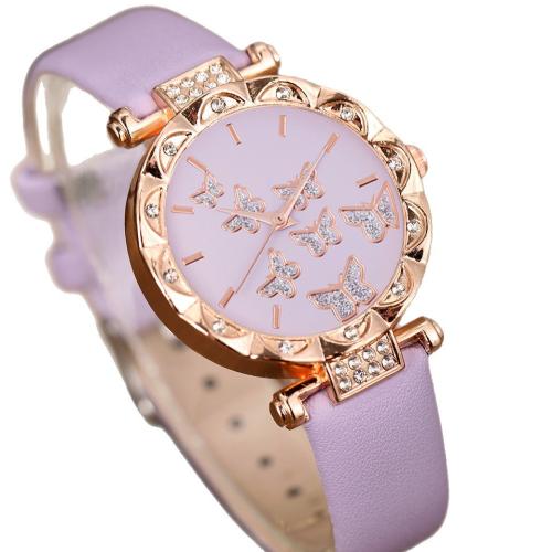 Bracelets de montre pour femmes, Alliage, avec Faux cuir & verre & Acier inoxydable 304, Placage, bijoux de mode & avec strass, plus de couleurs à choisir .5 cm, Vendu par PC