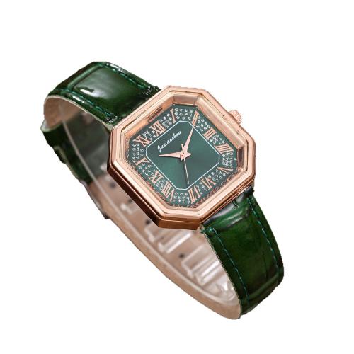 Bracelets de montre pour femmes, Alliage, avec cuir PU & verre & Acier inoxydable 304, Placage, bijoux de mode & avec strass, plus de couleurs à choisir cm, Vendu par PC