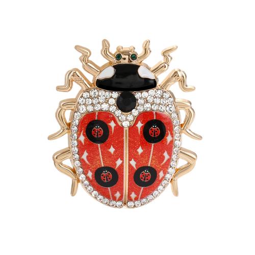 Broche émail, alliage de zinc, coccinelle, unisexe & avec strass, plus de couleurs à choisir, Vendu par PC