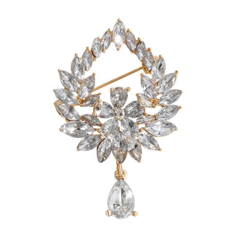 Strass Zink Legierung Brosche, Zinklegierung, unisex & mit Strass & hohl, weiß, verkauft von PC