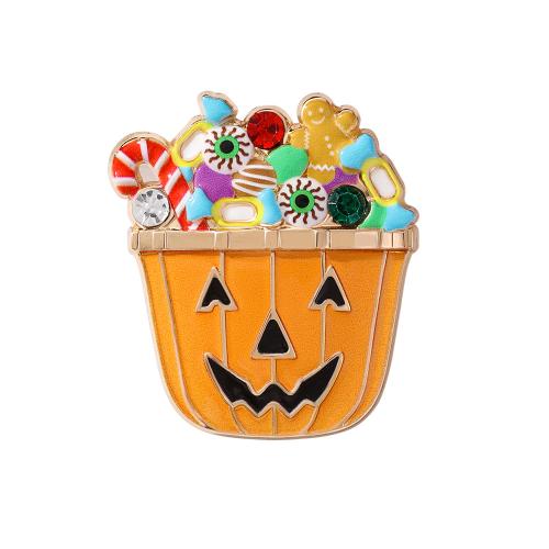 Broche Halloween, alliage de zinc, Halloween Design & unisexe & émail & avec strass, Jaune, Vendu par PC