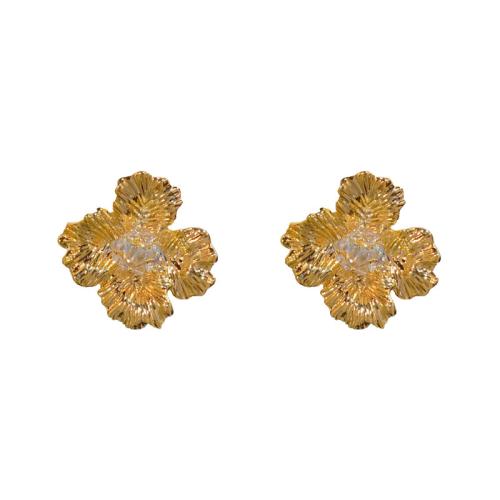 Cubic Zircon Brass Earring, with Cubic Zirconia, petals, plated, fashion jewelry & for woman 